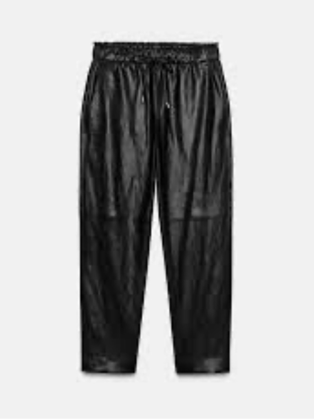 Zara Faux Leather Trousers Black Drawstring Elastic Jogger Pants Medium